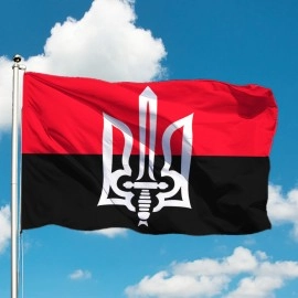 Прапор Червоно Чорний ОУН з Тризубом