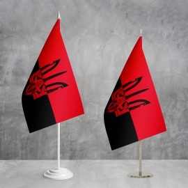 Прапорець Червоно Чорний Герб з автоматами і мечем