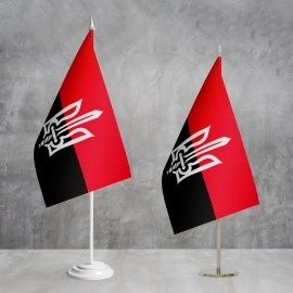 Прапорець Червоно чорний ОУН з Тризубом